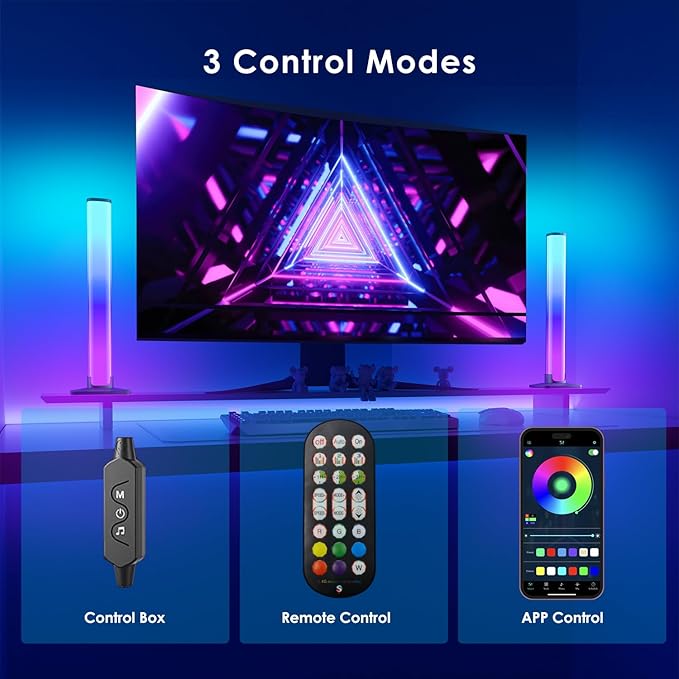 RGB Light Bar,Smart LED Light Bar for Room,16 Million Colors,Three Control Modes,Dynamic Music Sync Mode,213 Preset Modes,USB Interface（Without Adapter）-Ruum Studio Home