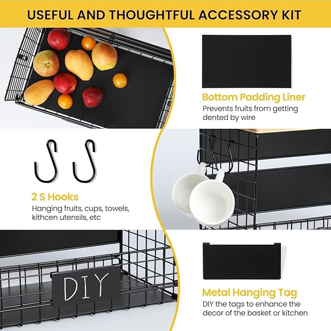 [WIDER Shelf]1 SET Strong Magnetic Shelf Basket for Fridge with Tag & Bamboo Top, XXL Large Magnetic Spice Rack Shelves for Side of Refrigerator, Kitchen Pantry Storage Organizer for Food Fruit Veg-Ruum Studio Home