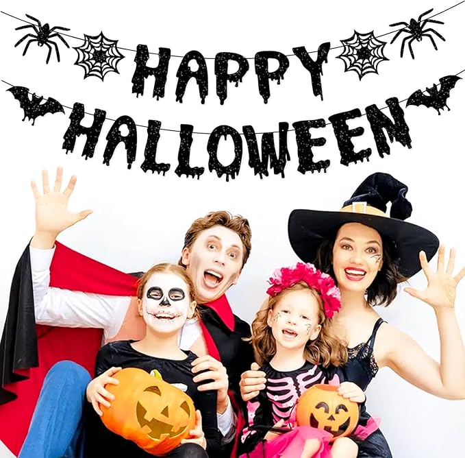 Red Black Happy-Halloween Party Decorations - 13PCS Spider Web Bats Streamers Banner ,Paper Flowers Lanterns Tissue Pom Poms Fans, Classroom Birthday Bachelorette Hanging Supplies Decor Hugfond-Ruum Studio Home