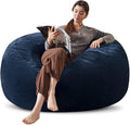 Bean Bag Chair 4Ft, Memory Foam Filled, Large Beanbag Chairs for Adults and Teens, Soft Sofa with Removable Flannel Cover, Round Couch for Living Room Bedroom College Dorm (Blue, 4FT-47×47"×24")-Ruum Studio Home