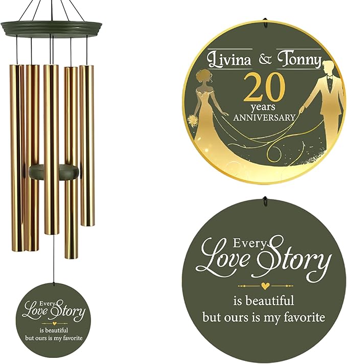 ASTARIN Wedding Memory Day Gifts Wind Chimes Customized, Personalized Wind Chimes 2025, for Couple Women Men, Deep Tone Wooden Windchime-Ruum Studio Home