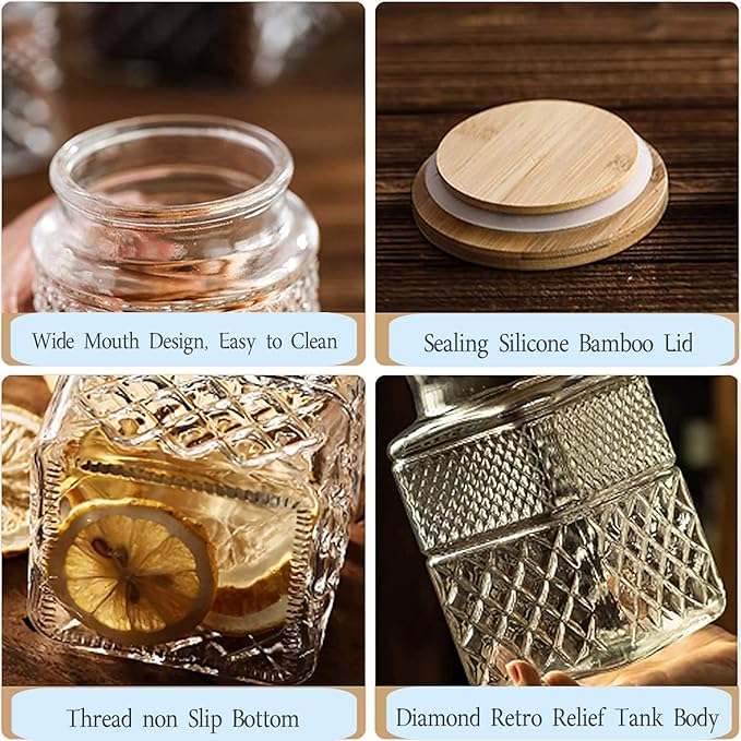 Large Glass Storage Jar, 2 Pack 60 FL OZ Glass Food Storage Containers with Bamboo Lid, Kitchen Containers Cereal Canisters Decorative Jar for Candy Snack Cookies Coffee Tea Nuts Airtight Glass Jars-Ruum Studio Home