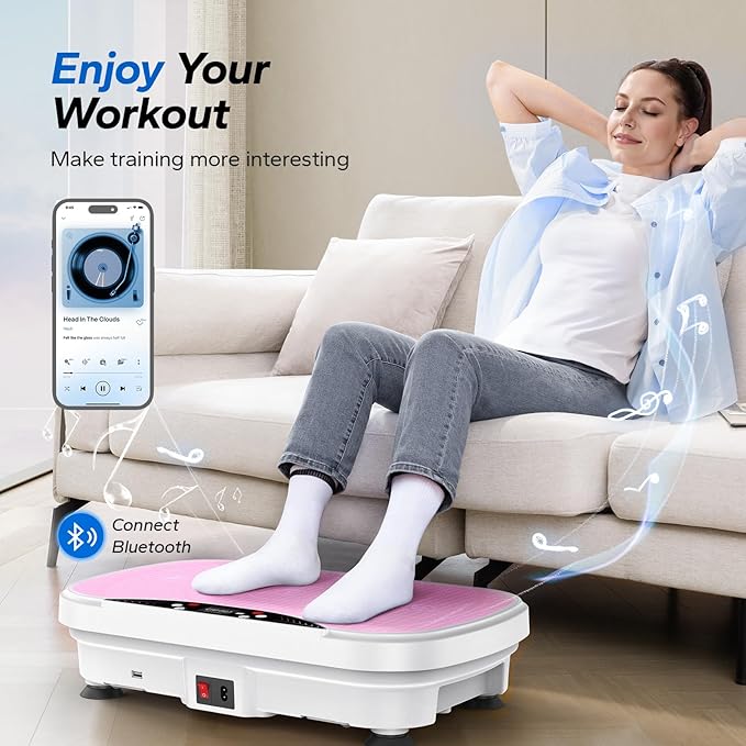 MERACH Vibration Plate Exercise Machine, Vibration Plate for Lymphatic Drainage Weight Loss, Vibrating Plate Exercise Machine with Bluetooth and LED Display, Workout Equipment for Women Men Home-Ruum Studio Home