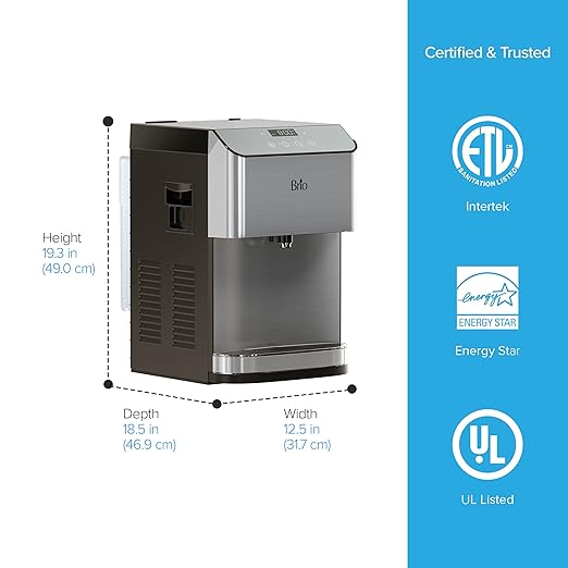 Brio 700 Series Moderna 3-Stage Filter Reduces PFAS & MicroplasticsTouch-Less Countertop Bottle-Less POU Tri-Temperature Digital Water Cooler Dispenser-Ruum Studio Home