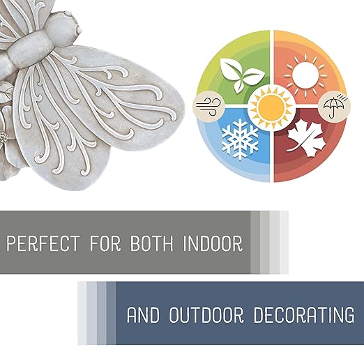 NAT & Jules Animal Character Shaped Dimensional Indoor Outdoor 11 inch Cast Resin Decorative Garden Stepping Stone, Patio, Walkway Sculpture Yard Art, Stone Grey Dragonfly-Ruum Studio Home