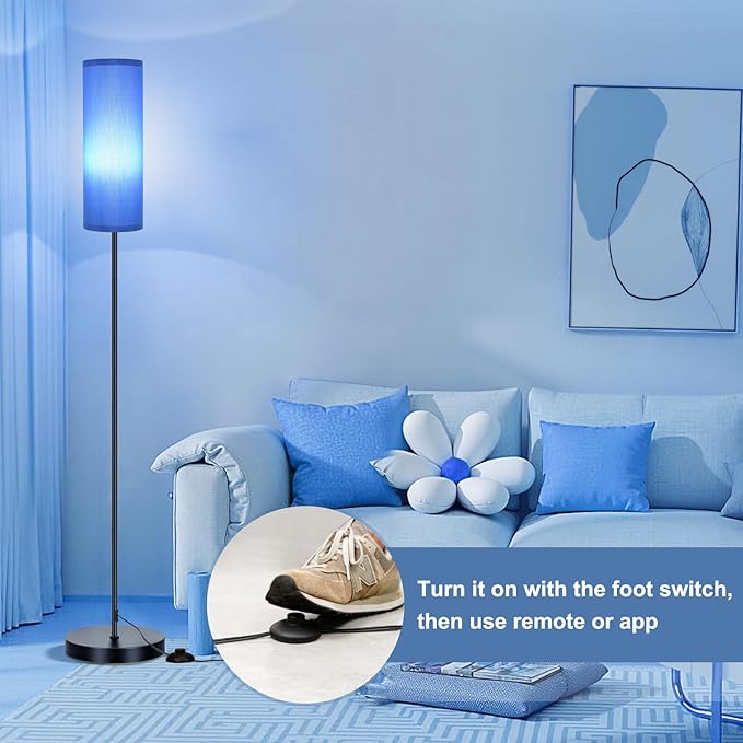 FRIDEKO HOME Floor Lamps for Living Room Bedroom, Dimmable 3 Colors Temperature & Brightness, Tall Standing Lamps, Corner Lamp with Multicolor, 800LM, 9W RGB LED Bulb, Navy Blue Shade-Ruum Studio Home
