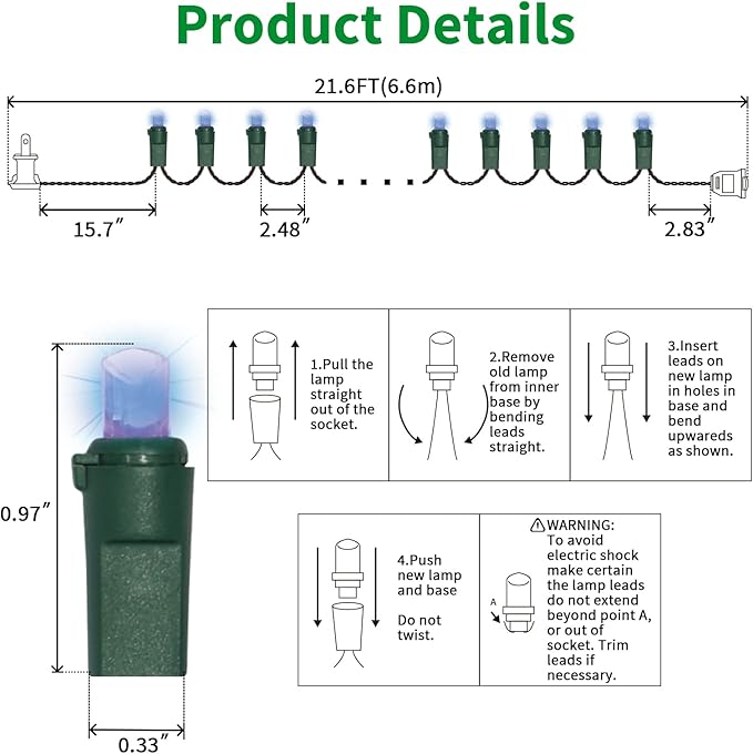 100 Count Blue - String Lights - 21.6FT LED Christmas Lights, Mini led Lights for Indoor Outdoor Home Holiday Party Wedding Independence Day Decoration-Ruum Studio Home