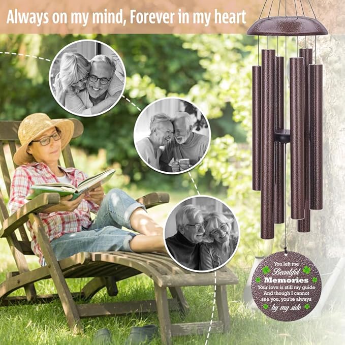 Personalized Memorial Wind Chime, Sympathy Wind Chimes for Loss of Loved One, Bereavement & in Memory Wind Chimes, Sympathy Gifts in Memory of Father, Mother or a Loved One-Ruum Studio Home