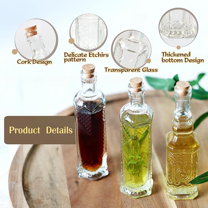 24 pcs Small Mini Clear Vintage Glass Bottles with Corks, Small Bud Vases, Decorative, Potion Bottles, 1.6oz for Party Wedding DIY Decoration/ Sand Art Bottles/Spell Jars/Message In a Bottle Kit-Ruum Studio Home