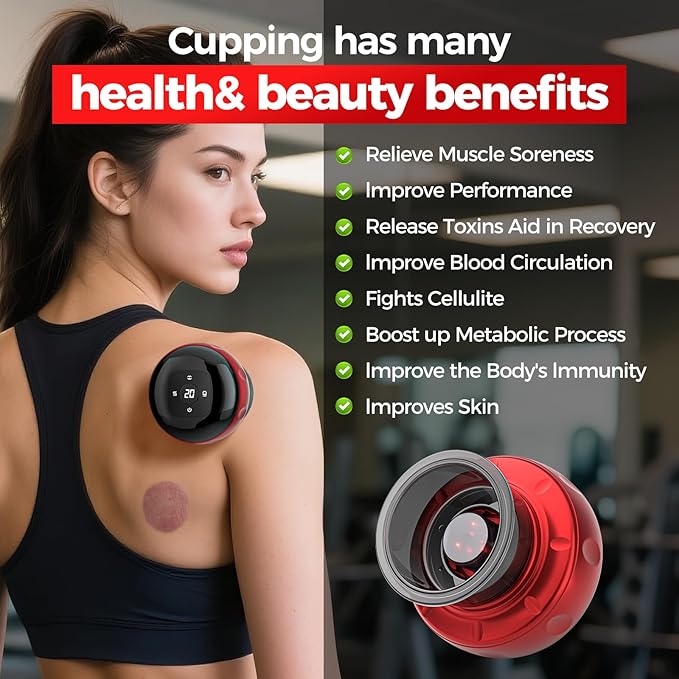 5-in-1 Smart Cupping Therapy Set 2pcs, 12-Level Temperature & Suction Control, Massage Cupping Kit for Targeted Pain Relief, Neck/Shoulder/Back Muscle Soreness & Blood Circulation Improvement-Ruum Studio Home