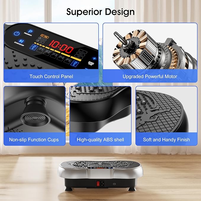 Vibration Plate Exercise Machine, 180 Speed Levels Vibration Plate for Lymphatic Drainage, Whole Body Workout Vibrating Fitness Platform, Effective for Weight Loss, Shaping, Toning & Wellness-Ruum Studio Home