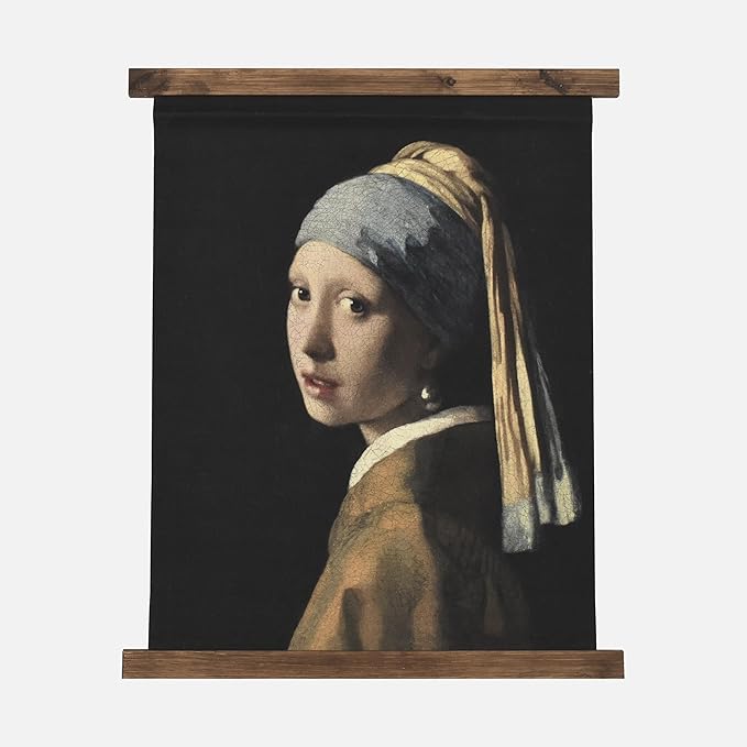 American Art Decor Girl with a Pearl Earring Tapestry Vintage Hanging Canvas Wall Art by Johannes Vermeer-Ruum Studio Home