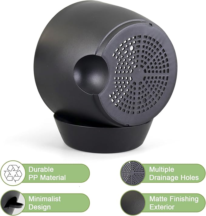10/9/8 inch Medium Self Watering Pots, Plant Pots with Mesh Drainage Holes for Indoor Outdoor Garden Plants, Flower Pots with Removable Deep Reservoir, Set of 3 Plastic Planters, Black-Ruum Studio Home
