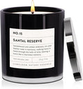 Santal Reserve Luxury Scented Candles, 9oz Soy Wax Candles for Home Scented, Sandalwood, Amber, Iris & Leather Scent, Long Burning Time, Gifts for Women, Men, Sister, Teacher-Ruum Studio Home