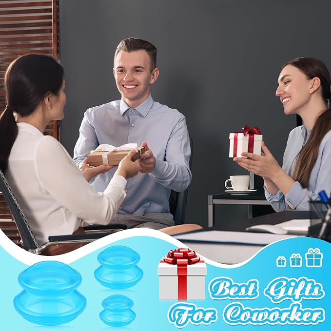 TrelaCo 6 Pcs Cupping Kit for Massage Therapy 3 Sizes Silicone Cupping Set Chinese Massage Therapy for Studio Household Cellulite Joint Pain Muscle Pain(Clear Blue)-Ruum Studio Home