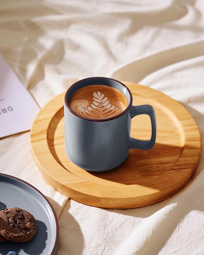 famiware Coffee Mugs Set of 4, Nebula 14oz Coffee Mugs, Ceramic Cup Set with Handle for Latte, Tea, Milk, Cappuccino, Cocoa, Charcoal-Ruum Studio Home