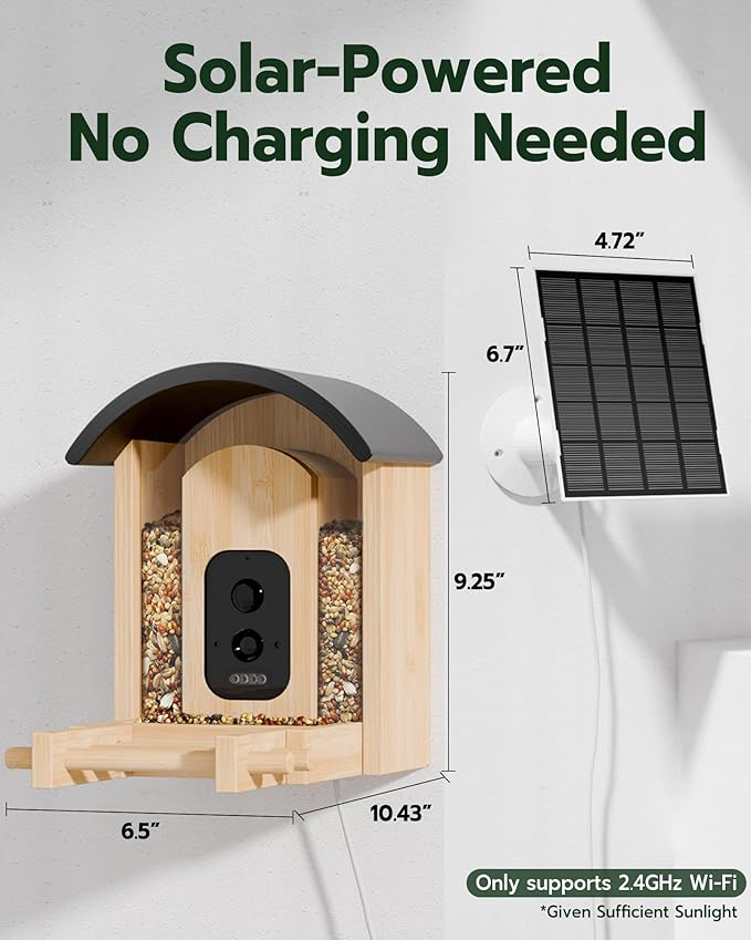 Bird Feeder with Camera, Smart Wild Bird Feeder for Outdoors with AI Identify, Solar Bird Feeder Watching Camera Auto Capture Birds & Real-time Notifications, Gifts for Birdlover (Arch)-Ruum Studio Home