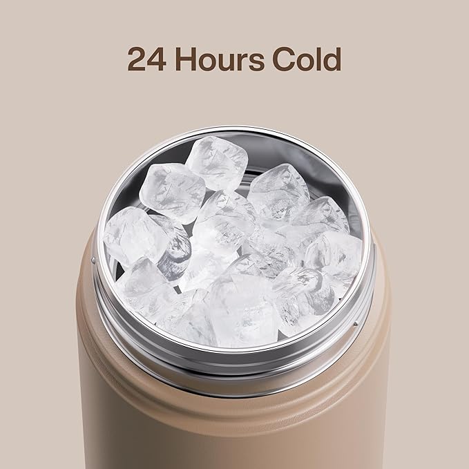 Kids Insualated Water Bottle with Straw - 12oz Stainless Steel Water Bottle with Dual Spouts, Leak-Proof, BPA-Free, Double Wall Vacuum Keeps Cold for 24 Hours for Sports, Travel, School (Raw Umber)-Ruum Studio Home