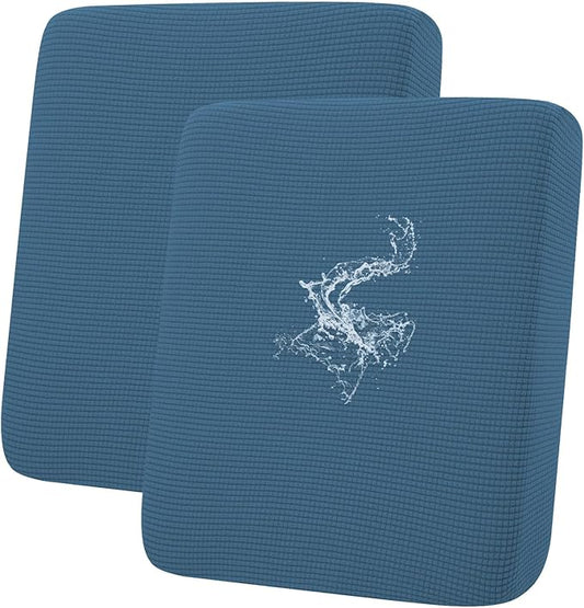 hyha Waterproof Couch Cushion Covers for Pets, Non Slip Sofa Seat Cover for Dogs Washable, Soft Thick Stretch Jacquard Fabric, Sofa Slipcovers with Elastic Bottom (2 Pieces, Blue)-Ruum Studio Home