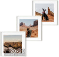 HAUS AND HUES Solid Oak Wood 20”x20” Picture Frames Matted to 16”x16” Set of 3-3 Piece White Square Frames, 20x20 White Picture Frames for Wall, White Frames 20 x 20, Gallery Wall Frame Set-Ruum Studio Home