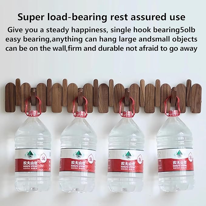 Wall Mounted Piano Key Hanger | Flip Style Hook | Entrance Wall Art Hook, Made of Oak Wood (3 Times Painted, 4 Times Polished) (Arc Beech, 8Hooks)-Ruum Studio Home