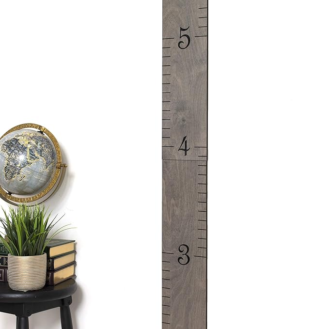 Wooden Growth Chart for Wall - Height Growth Chart for Kids, Kid Height Wall Chart, Height Measurement for Wall, Height Chart for Kids - Love Grows Here, Skinny Grey (63""x5.75"")-Ruum Studio Home