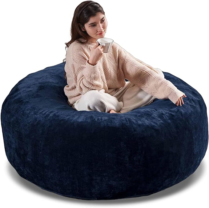 4FT Large Bean Bag Chairs,Big Adult Size Memory Foam Beanbags with Filler Included,Machine Washable Corduroy Cover,Ultra Soft Plush Gaming Bing Bag Puff Chair for Dorm, Living Room & Bedroom (Blue)-Ruum Studio Home