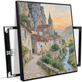 Small town scenery poster on the bank of the mountain stream is suitable for living room bedroom and office natural oil painting poster-Ruum Studio Home