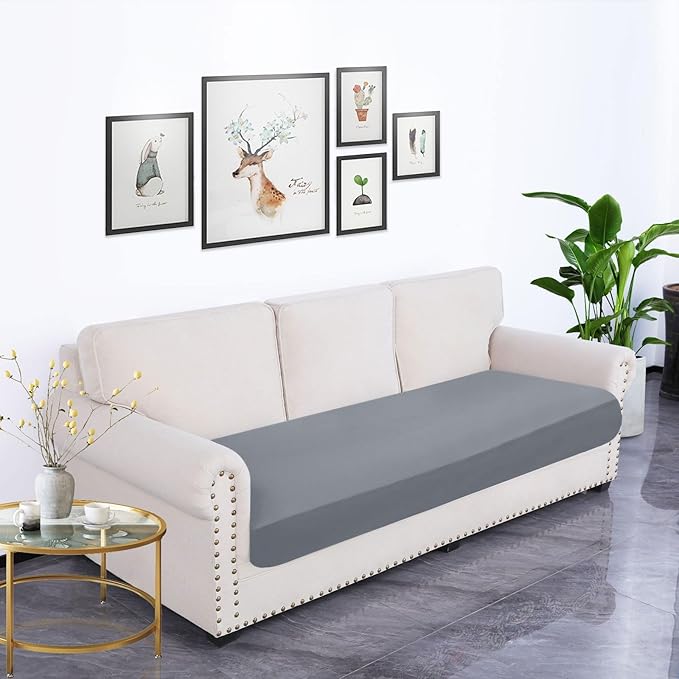 hyha Waterproof Couch Cushion Covers, Stretch Sofa Couch Seat Slipcover for Dog Washable, Non-Slip Waterproof Outdoor Cushion Covers for Patio Furniture Replacement (1 Piece for Large, Dark Grey)-Ruum Studio Home
