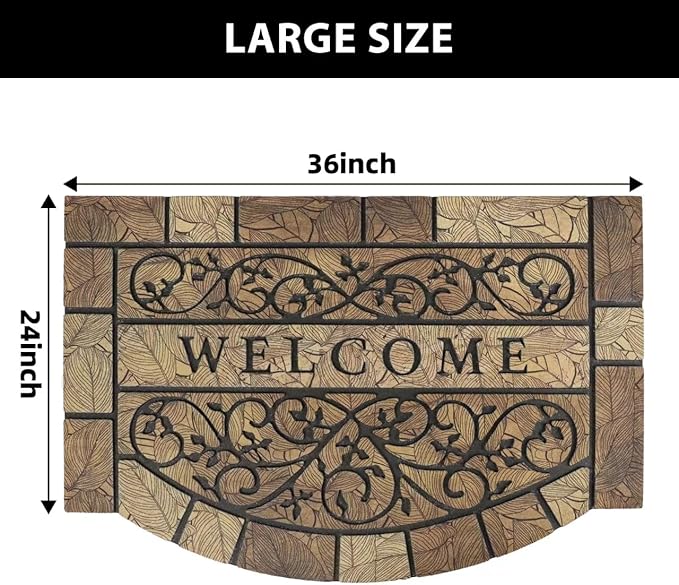 Durable Welcome Door Mats, 24"x36" Heavy-Duty Large Welcome Mat for Front Door with Non-Slip Rubber Backing, Door Mats for Outside Entry High Traffic Area（Leaves）-Ruum Studio Home