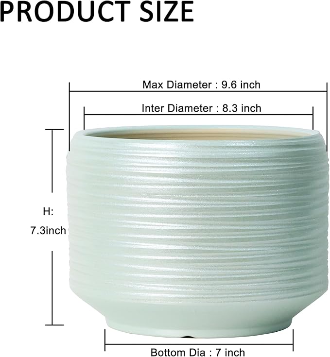 10 Inch Ceramic Plant Pot with Drainage – Large Flower Pot for Indoor Outdoor Plants, Modern Decorative Planter for Patio, Balcony, Garden, or Home Decor-Ruum Studio Home