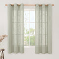 LAMIT Linen Curtains 63 inch Length 2 Panels for Living Room, Light Filtering Panels Bronze Grommet Neutral Textured Drapes for Bedroom/Office, Sage Grey, 34 x 63 Inch-Ruum Studio Home