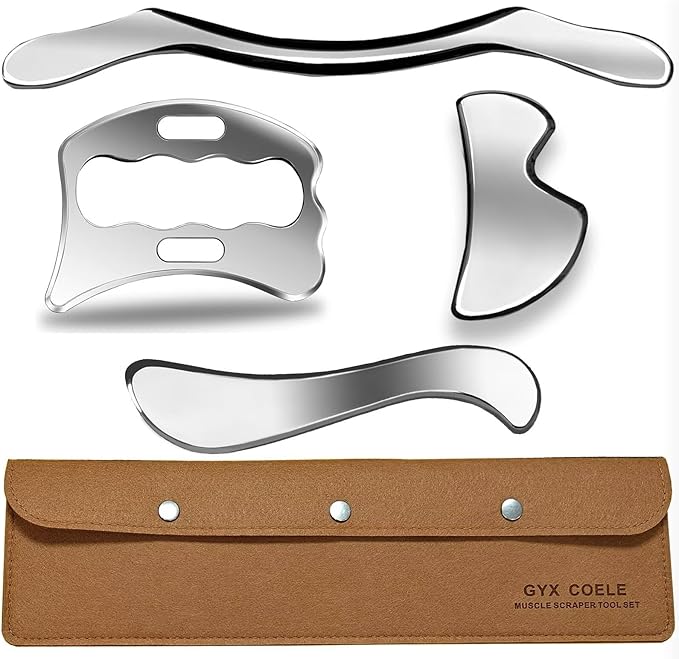 4 in 1 Muscle Scraper Tool Set, IASTM Physical Therapy Massage Tools with Storage Case, Gua Sha Massage Scraper Scraping Tool Physical Therapy (4PCS Set)-Ruum Studio Home