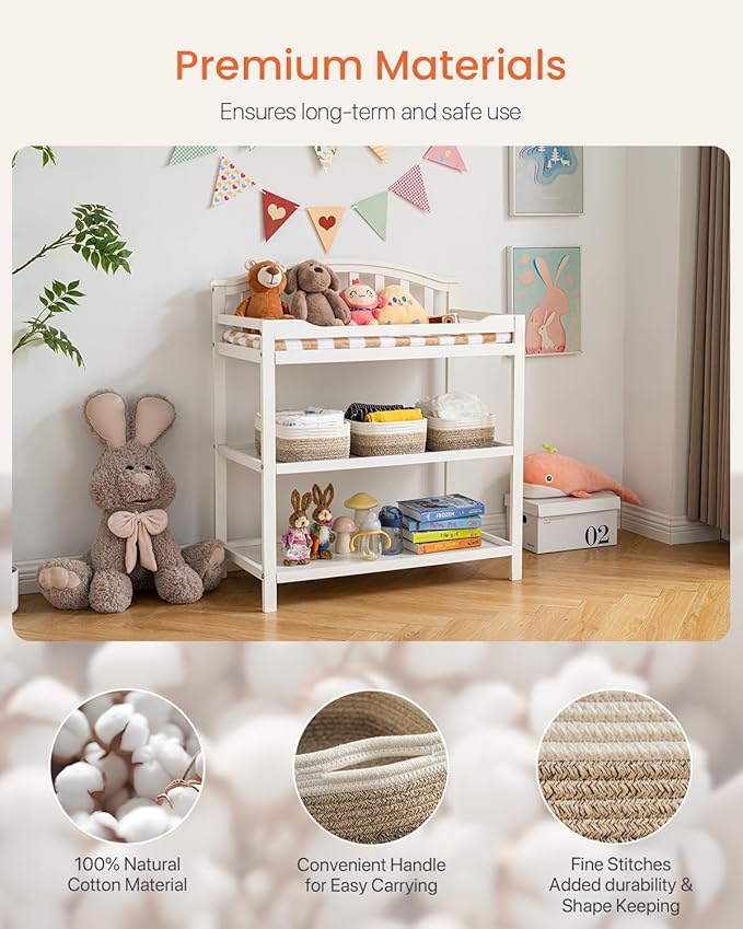 KALLAX Small Woven Basket, 12 x 8 x 4.5 Inches, Storage Basket for Organizing, Cute Small Rope Shelf Closet Cube Storage Bins Baskets for Shelves, Dog Toy Gift Baskets Empty, 3 Pack Gradient Brown-Ruum Studio Home