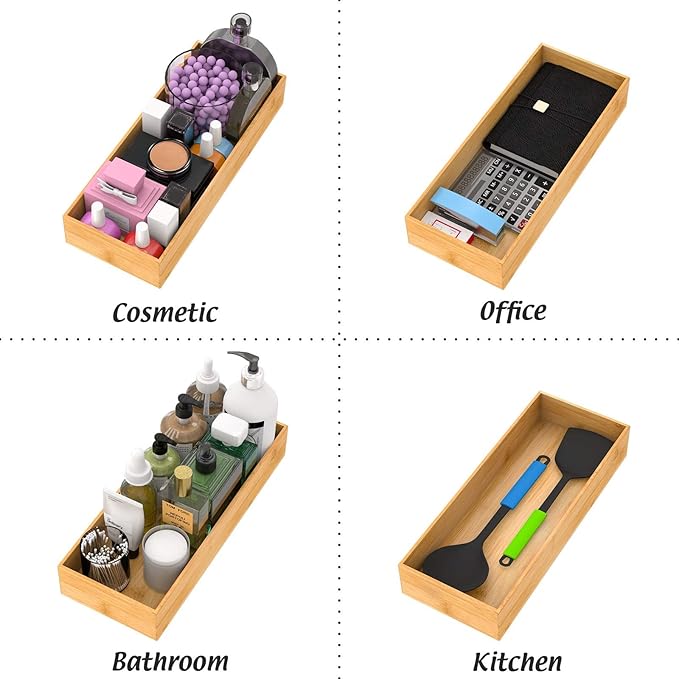Bathroom Vanity Tray Organizer Bamboo, Small Wood Tray for Bathroom Counter Kicthen Drawer, Rectangular Toilet Paper Storage Basket Box, Guest Sink Tray Decor, Bathroom Accessories 15" x 6" x 2.5"-Ruum Studio Home