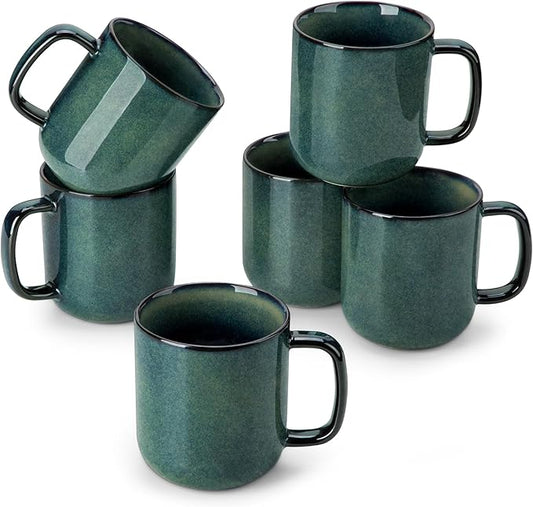 vancasso STARRY Coffee Mugs Set, 16 oz Ceramic Coffee Cups for Americano Hot Tea Iced Coffee Cold Brew Cocoa Milk Stoneware Mugs Set of 6, Dishwasher & Microwave Safe, Green-Ruum Studio Home