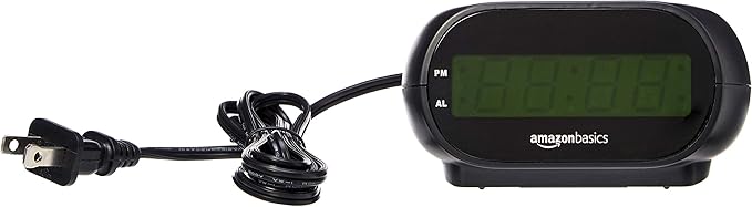 Amazon Basics Small Digital Oval Alarm Clock With LED Display, Nightlight & Battery Backup, Black, 4.5 x 3.5 x 2.4 Inches-Ruum Studio Home