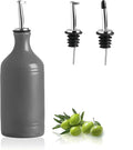 Sweejar Ceramic Olive Oil Dispenser Bottle, Opaque Oil Cruet Protects Oil to Reduce Oxidation, Suitable for Storage Oil, Vinegar, Coffee Syrups & Other Liquids, Pack of 1, 15.5 Fl Oz (Dark Grey)-Ruum Studio Home