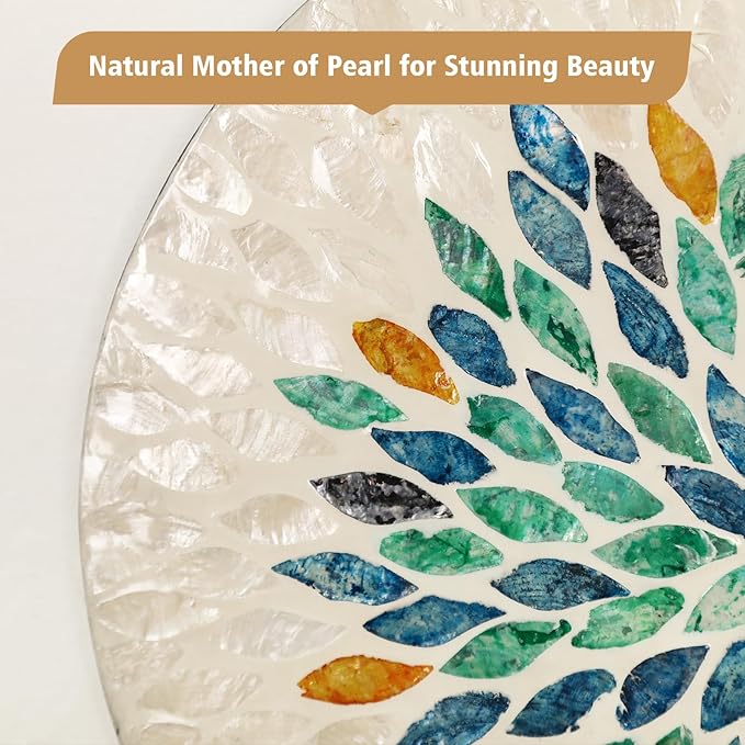 TEIPAI Jewel-Tone Mother of Pearl Mirror Wall Decor for Living Room, 3PCS Handmade Round Wall Art for Home Guest Room Decoration, Unique Mosaic Art Gift for Birthday Wedding Housewarming (Colored)-Ruum Studio Home