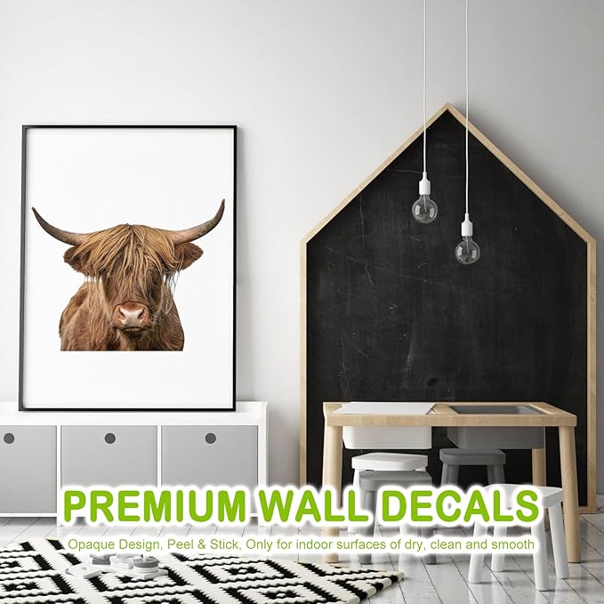 Highland Cow Wall Window Stickers Decor Scottish Cow Wall Decals Peel and Stick Funny Cow Wall Stickers Removable Cool Cow Farmhouse Kitchen Decoration Weird Gifts for Fiends Christmas-Ruum Studio Home