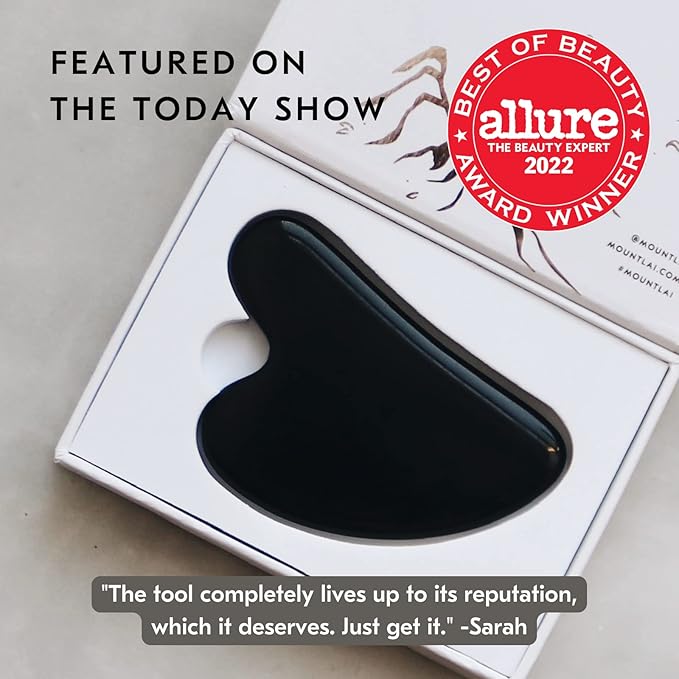 Mount Lai Obsidian Gua Sha Facial Tool – The Stone of Transformation – 100% Genuine Black Obsidian Stone Face Sculpting Tool for Lymphatic Drainage, Puffiness Reduction & Jaw Tension Relief-Ruum Studio Home