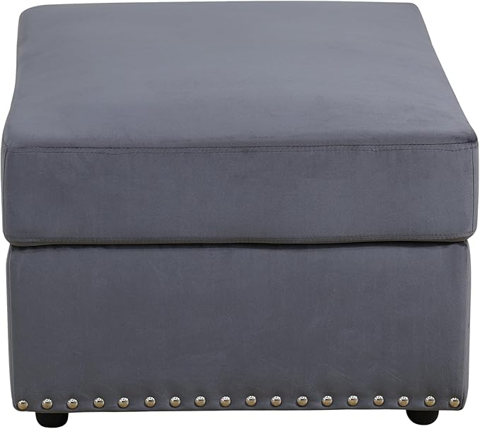 Ottoman Rectangular Storage Ottoman Bench, Flannel Footrest Stool Footstool with Lid for Living Room, Bedroom, Entryway, Brown, 33.5"x25.5"x18"-Ruum Studio Home