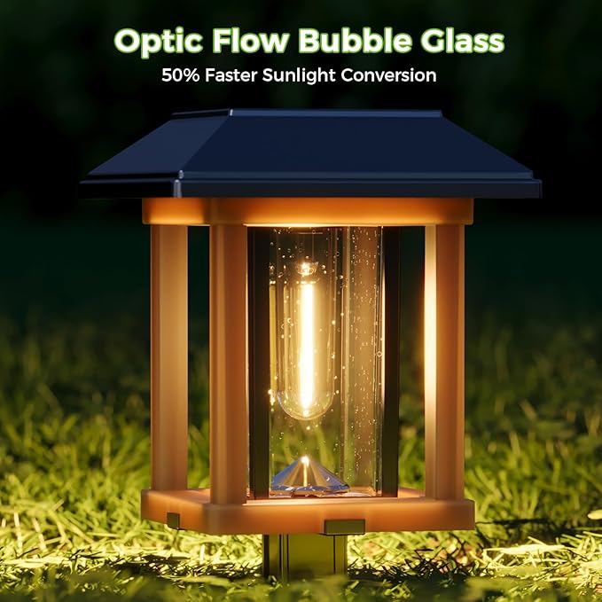 XMCOSY+ Solar Pathway Lights Outdoor Waterproof IP65 - Dual-Tone 25 LM LED Solar Garden Lights for Yard, Glass Outdoor Lighting for Garden Patio Yard Landscape Walkway Driveway Lawn Decor (Warm White)-Ruum Studio Home