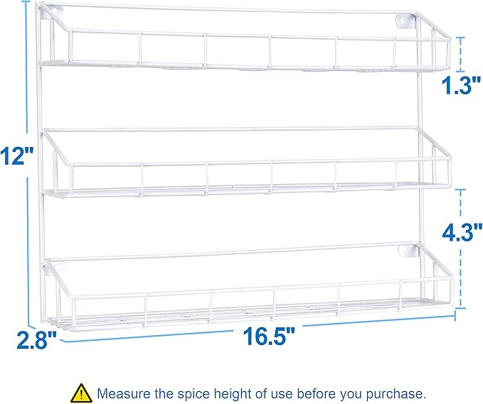 SUFAUY 2 Pack Spice Rack Organizer Wall Mount, 3 Tier Pantry Door Narrow Spice Rack Hanging Metal Shelf for Cupboard, Bathroom Shower Cosmetic, White-Ruum Studio Home