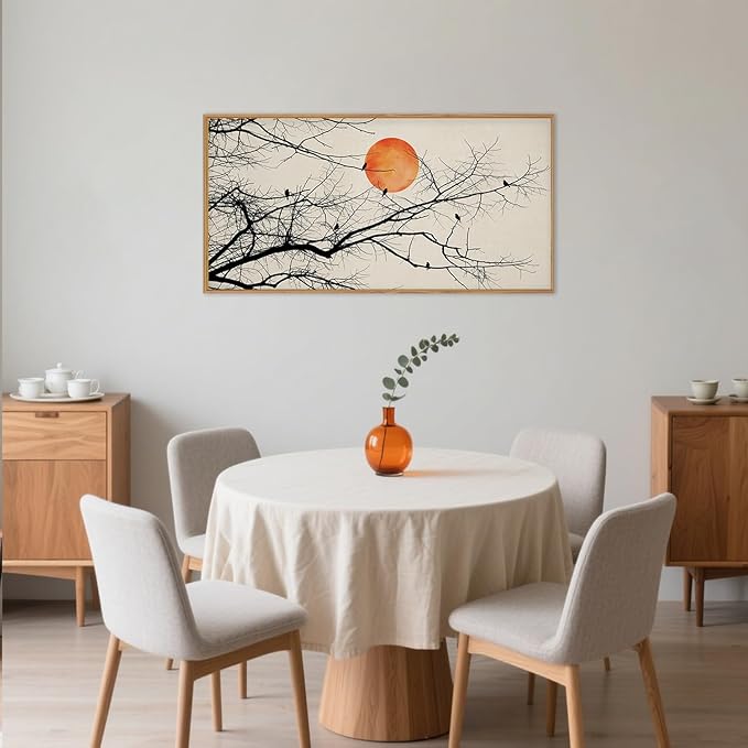 Celestdeco Large Vintage Tree Branch Framed Canvas Wall Art Set, Retro Tree Drawing Wall Decor, Nature Botanical Wall Painting, Neutral Landscape Art Print for Living Room, Bedroom, Office - 20"X40"x1-Ruum Studio Home
