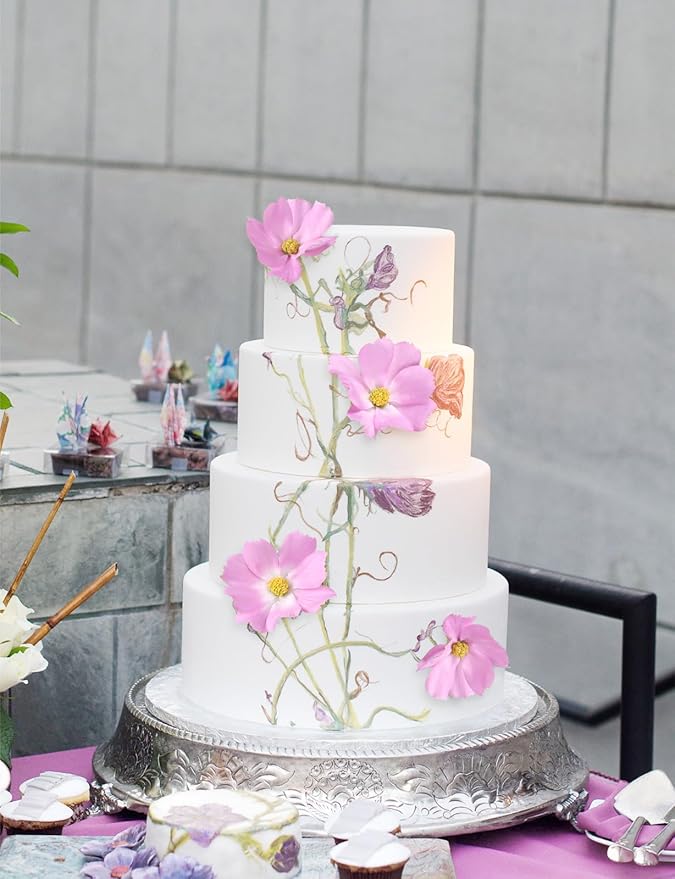 IPOPU Light Purple Cosmos Artificial Flowres 5PCS Fake Wildflowers 24.5" Lilac Flowers Artificial Daisies Silk Flowers with Stems for Baby Shower Centerpieces Home Table Decor (Light Purple)-Ruum Studio Home