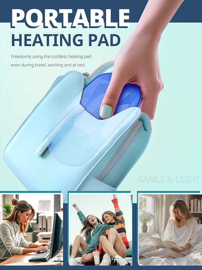 Slimpal AI Portable Heating Pad for Period Cramps, AI Smart Chip Long Safe Heat, Electric Cordless Back Belly Heating Pad for Menstrual Relief, Wearable Heat Belt Gifts for Her Women Girl, Bright Pink-Ruum Studio Home