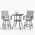 Sophia & William Outdoor Bar Set, Patio Bar Table and Chairs Set, Bar Height Patio Set - 2 x Swivel Bar Chairs(Grey), 1 x Square Bar Table(Wood-Like)-Ruum Studio Home