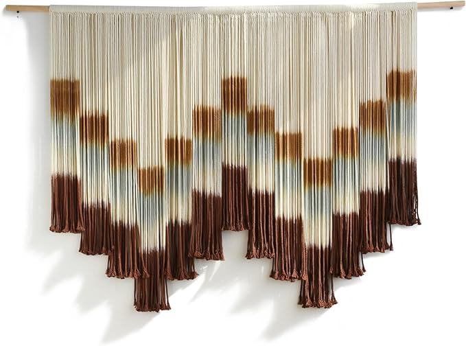 Flber Macrame Wall Hanging Tie-Dye Geometric Decor Large Scale Wall Art Statement Bohemian Yarn Tapestry Home Wall Decor 59''W*35''L-Ruum Studio Home