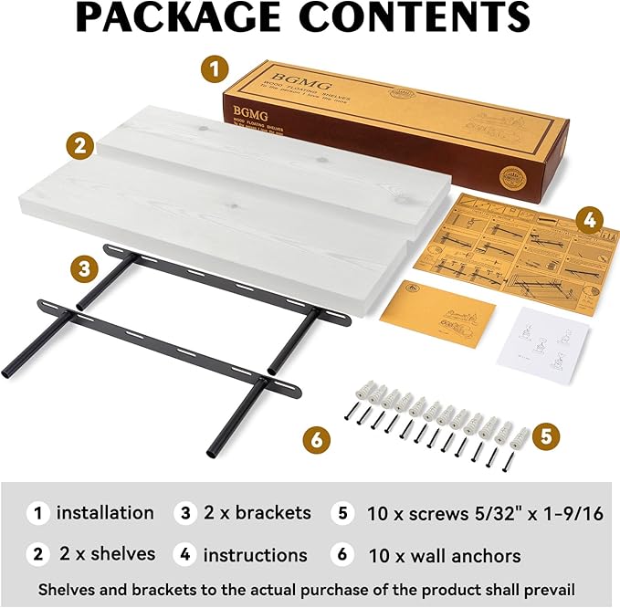 BGMG Wood Floating Shelves 18 inch,White Floating Shelves for Wall,Solid Wood Wall Shelves for Bathroom Living Room Bedroom Kitchen Farmhouse Set of 2-18x 6.7 x1.25 inch-Ruum Studio Home